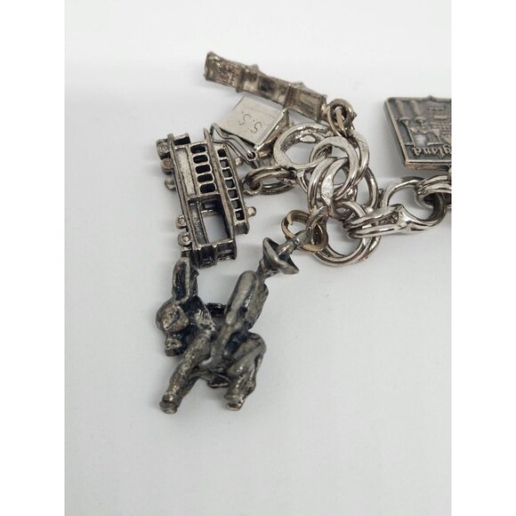 Sterling Silver 15 Charm Bracelet Disney Bambi Tinkerbell California San Fran - Picture 8 of 10